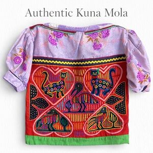 Vintage Handmade Panama Kuna Mola Blouse | Indigenous Textile Art | XS